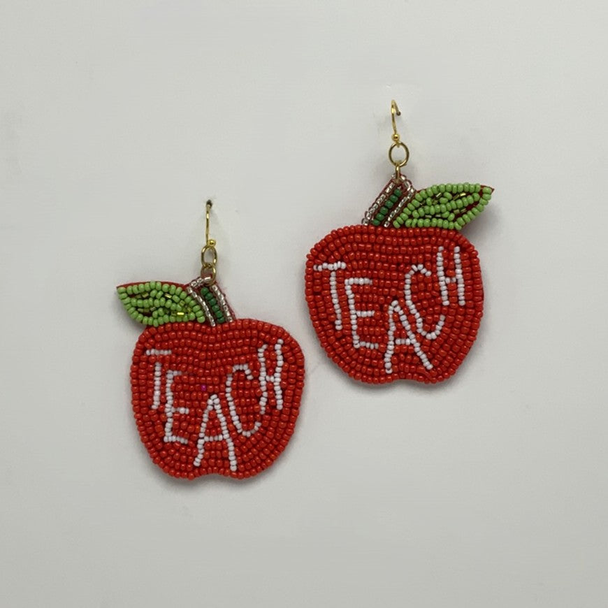 Beaded Teacher Apple Earrings