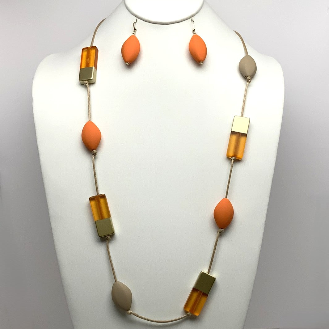 Colorful Lucite Cord Necklace Set