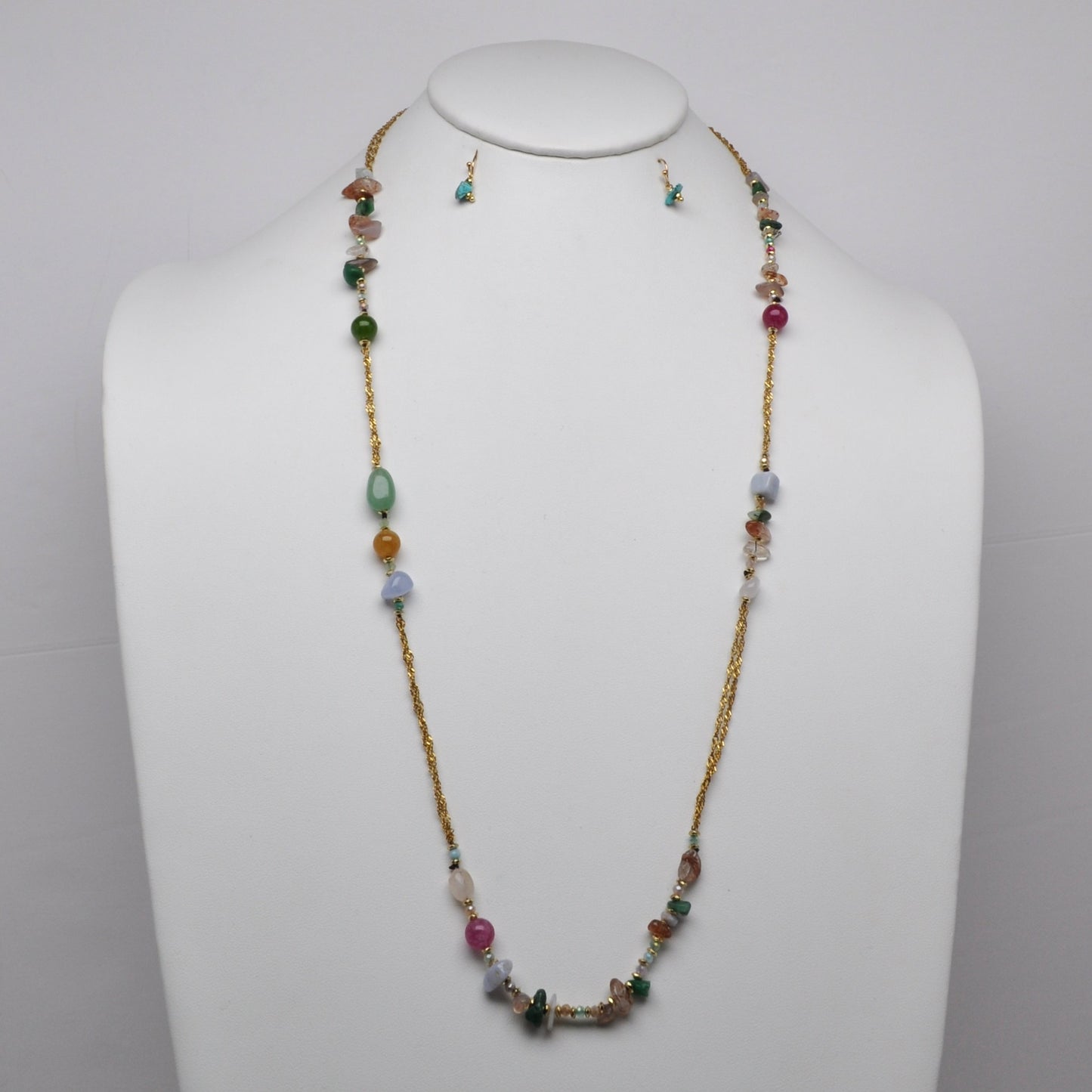Long Dainty Gemstone Jewelry Set