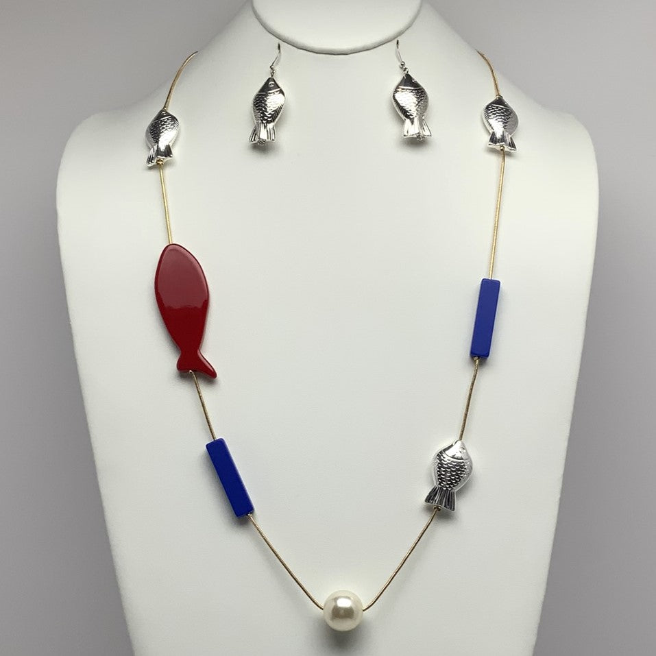 Fish Color Block Necklace Set