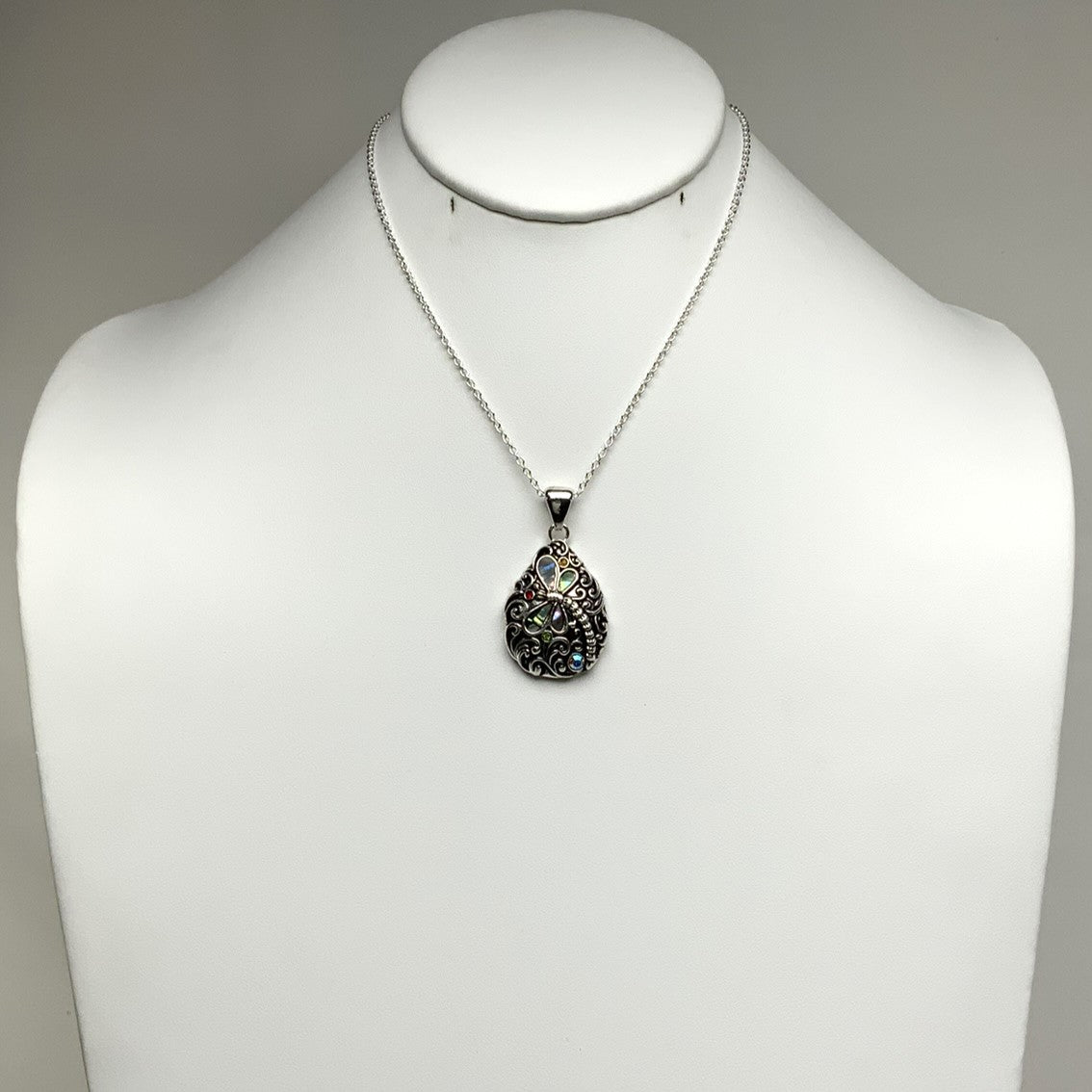 Teardrop Dragonfly Pendant Necklace