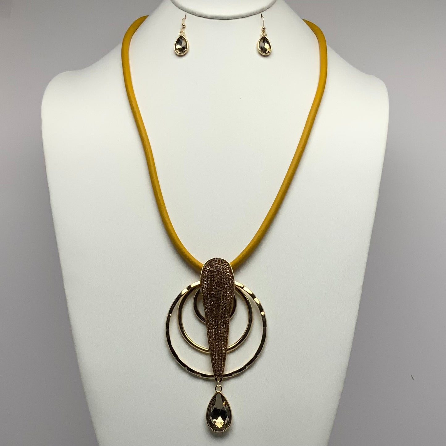 Crystal Tadpole-Shaped Necklace Set