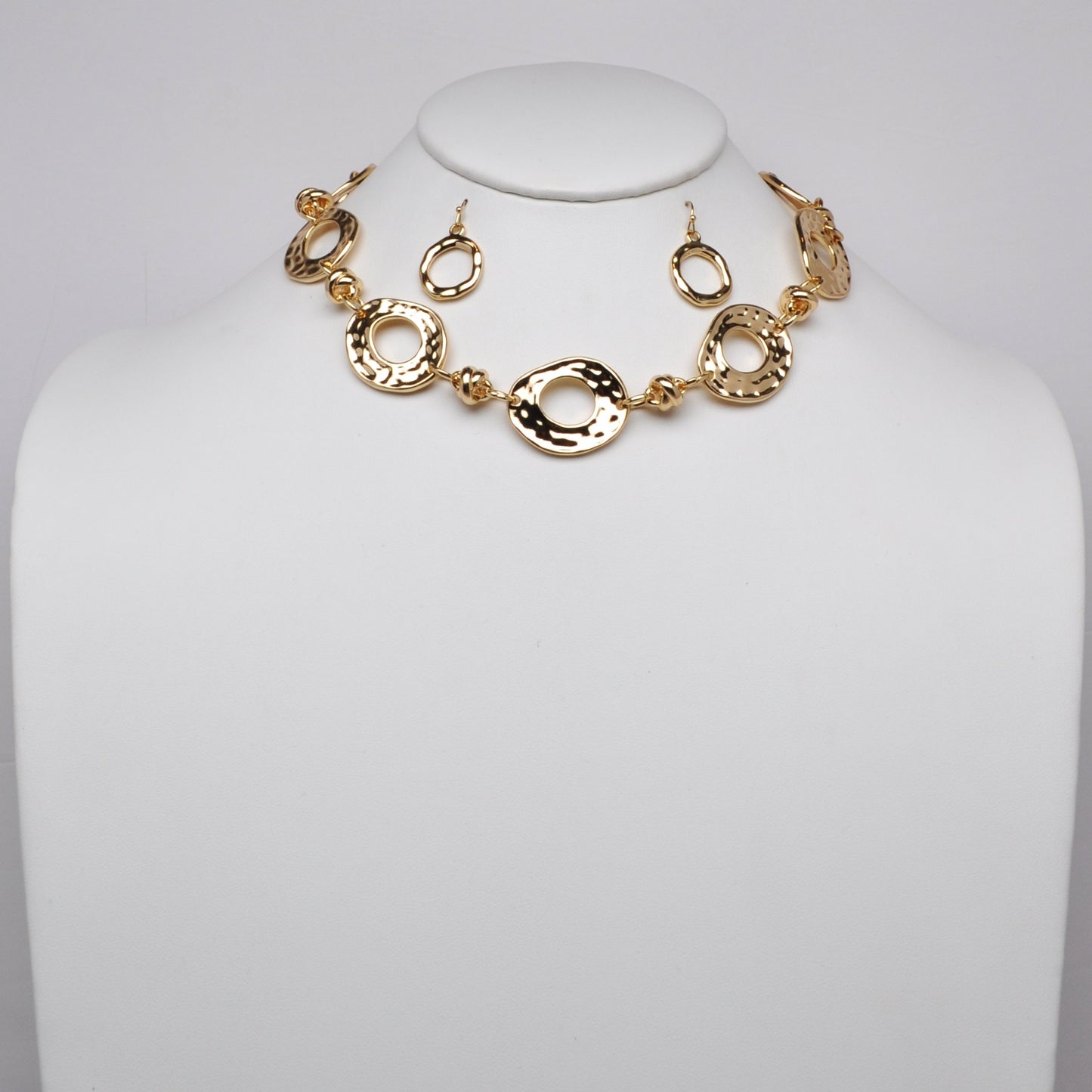 Textured Metal Ring Necklace Set