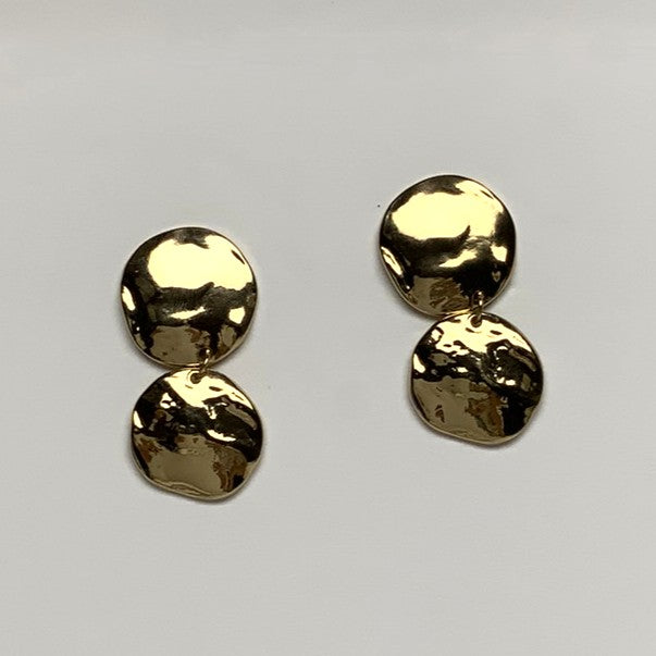 Wavy Hammered Circle Clip On Earrings