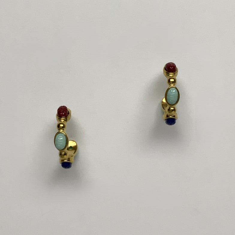 Friction Back Hoop Stone Earrings