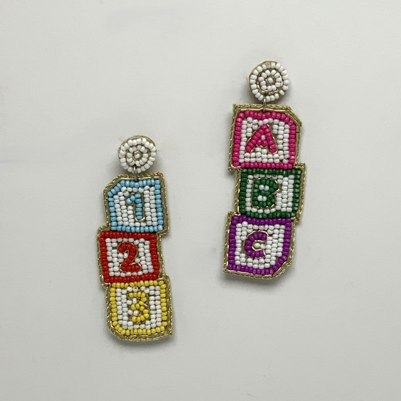 Beaded Teaching Block Earrings