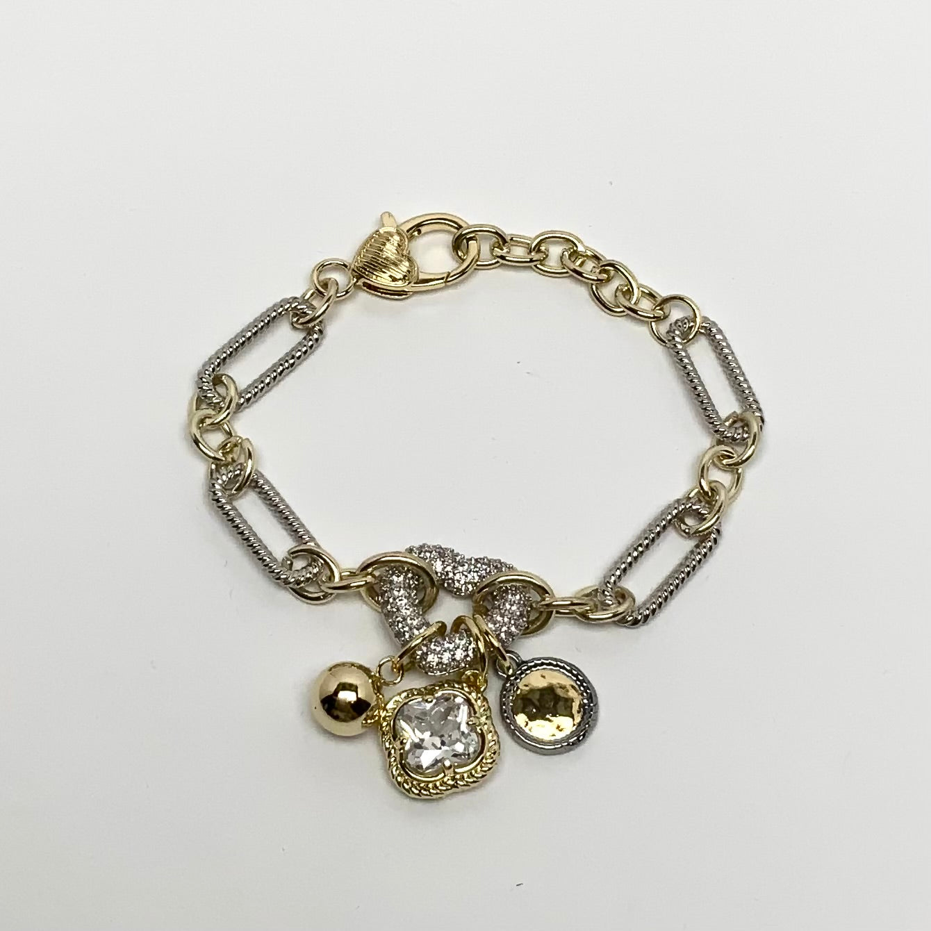 Two Toned Charmed Bling Bracelet