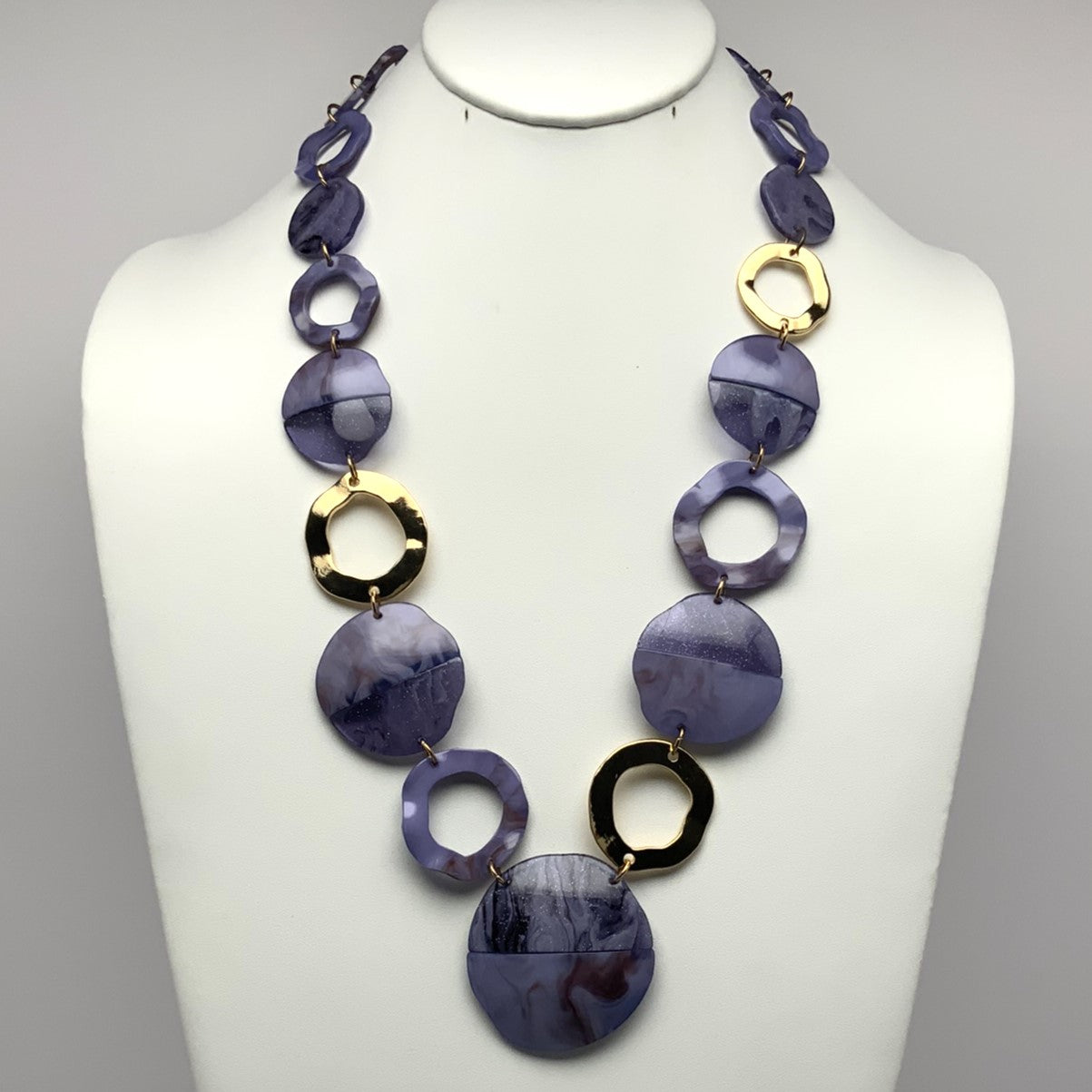 Curved Circle Lucite Drop Necklace