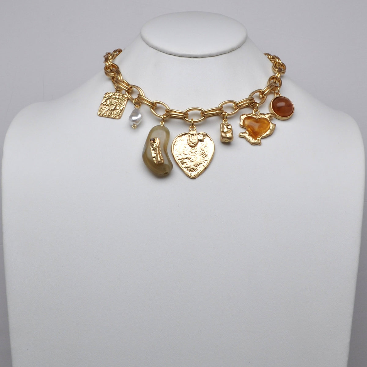 Lucite Textured Charm Necklace