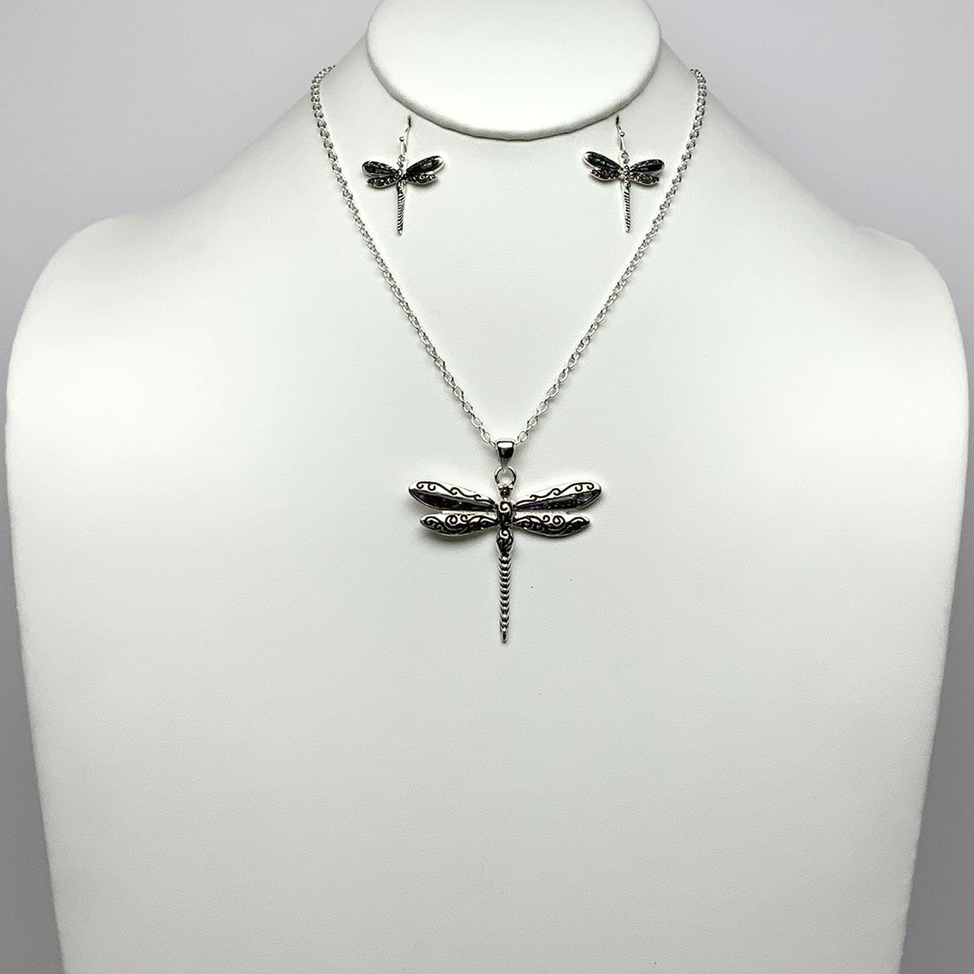 Abalone Dragonfly Necklace Set