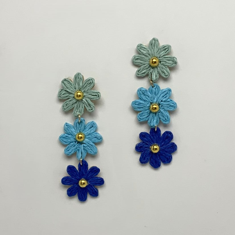 Three Twine Flower Drop Earrings