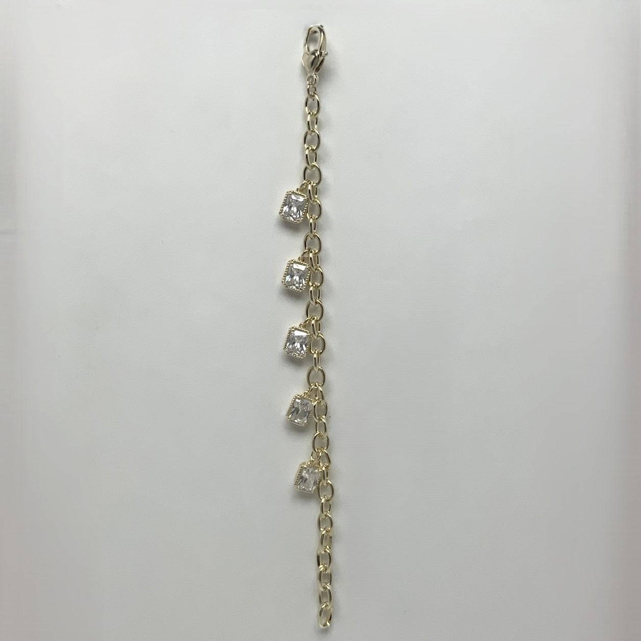 Designer Rectangle Crystal Charm Link Bracelet