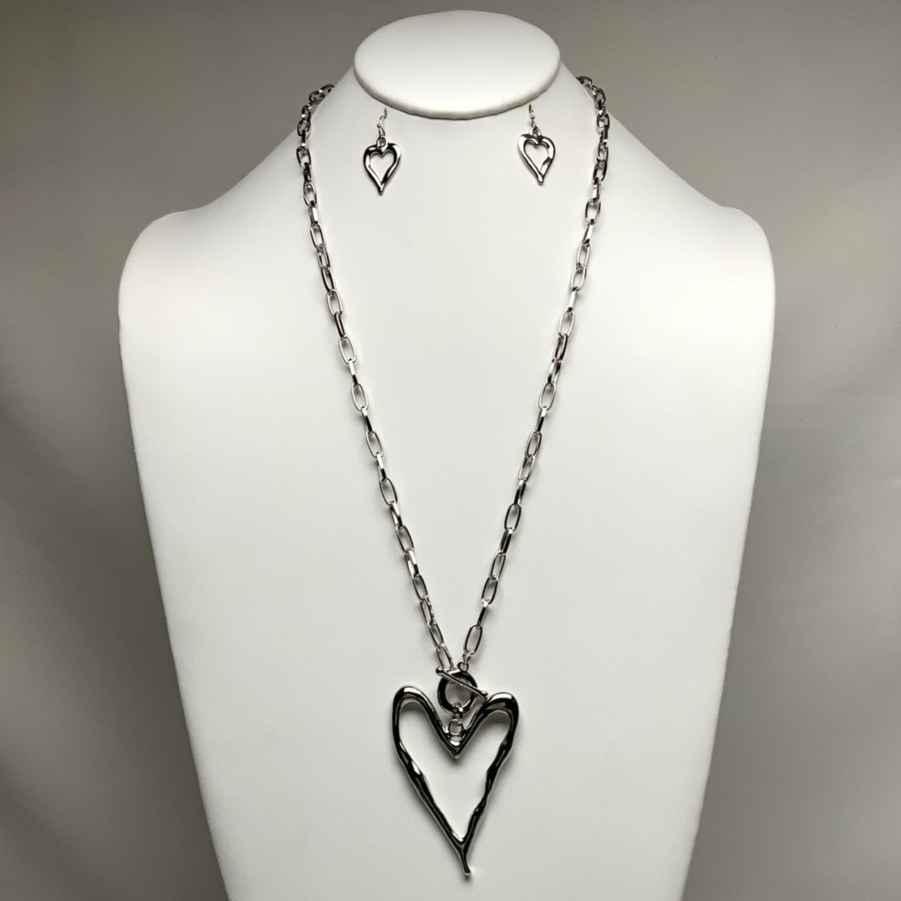 Chain Heart Pendant Necklace Set