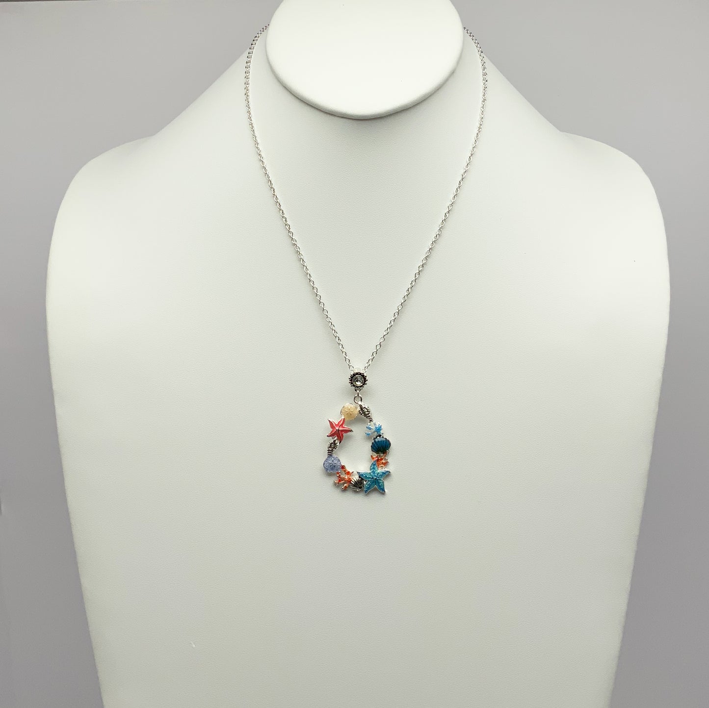 Nautical Sealife Teardrop Outline Necklace