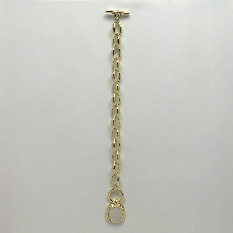 Oval Chain Mother of Pearl Square Pendant Bracelet
