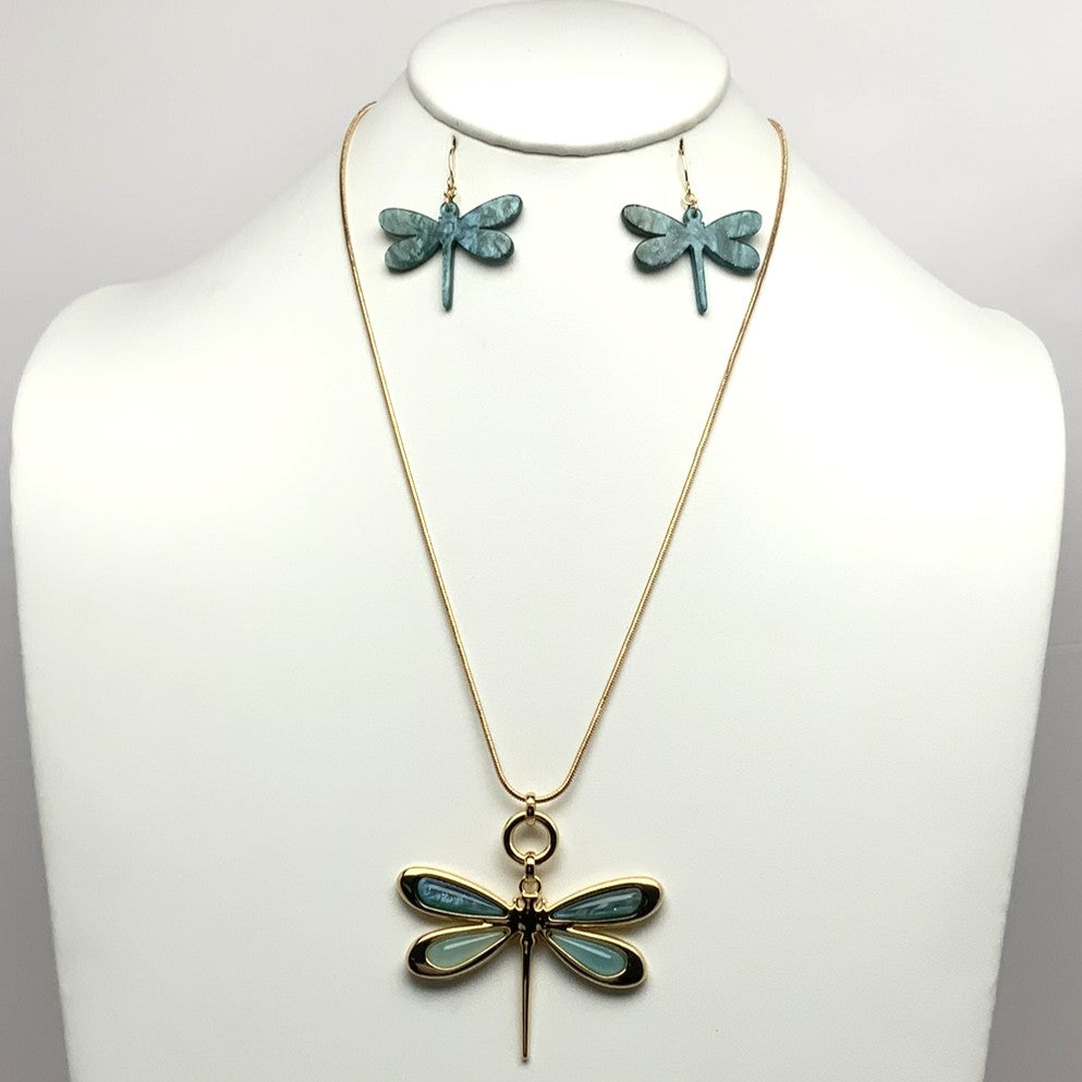 Dragonfly Snake Chain Necklace Set