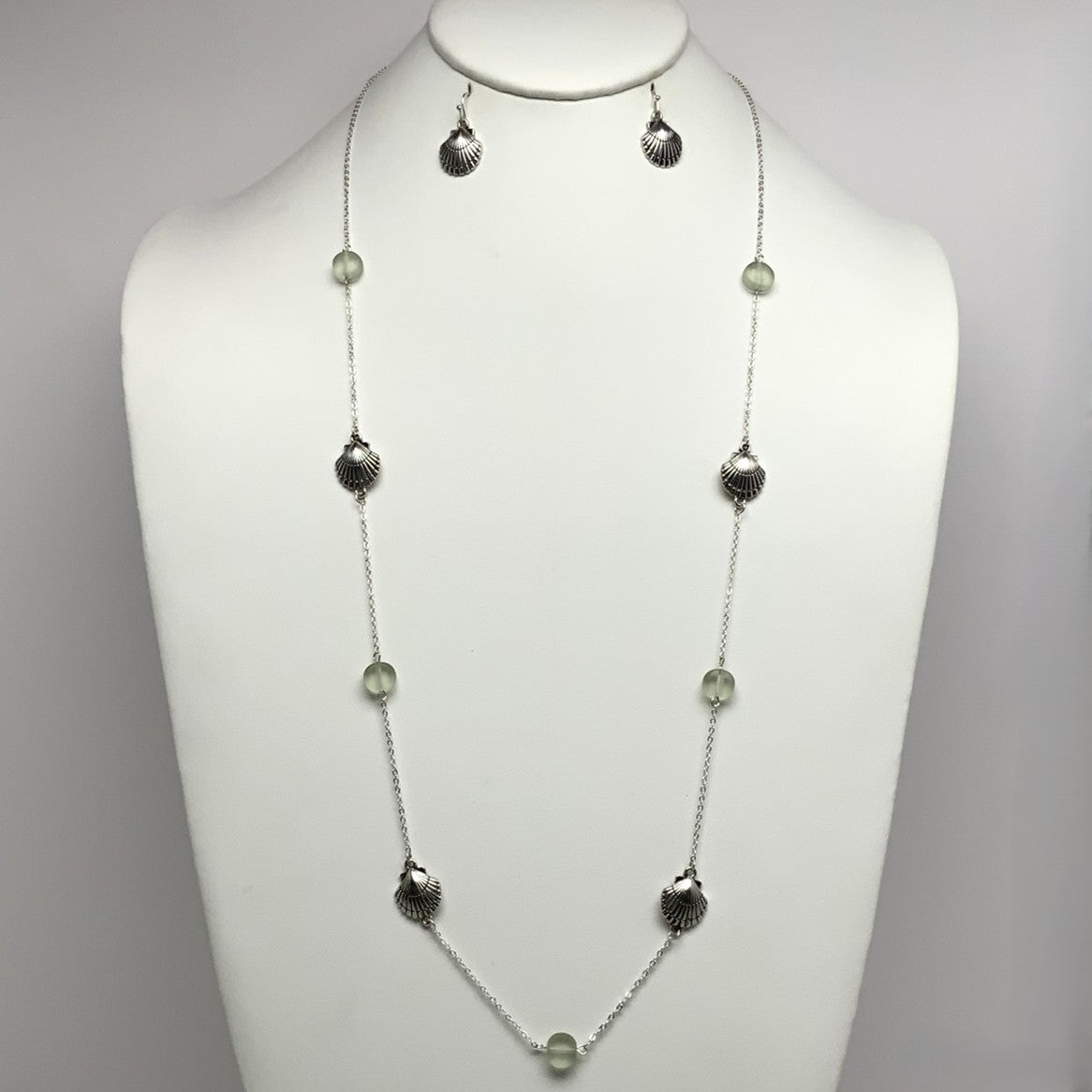 Seashell Sea Glass Necklace Set