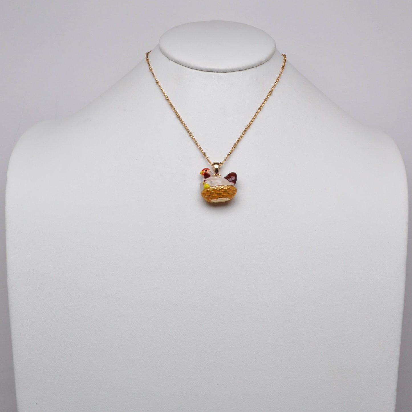 Hen in a Basket Pendant Necklaces