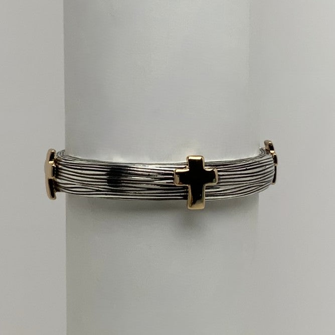 Bangle w/Cross Religious Stretch Bracelet