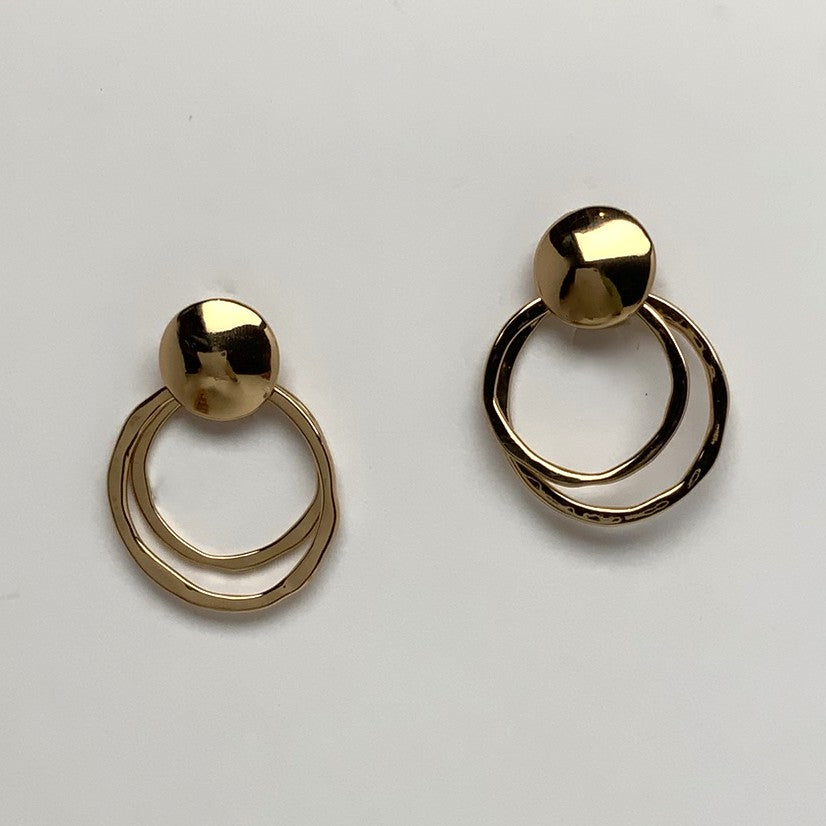 Double Circle Drop Clip on Earrings