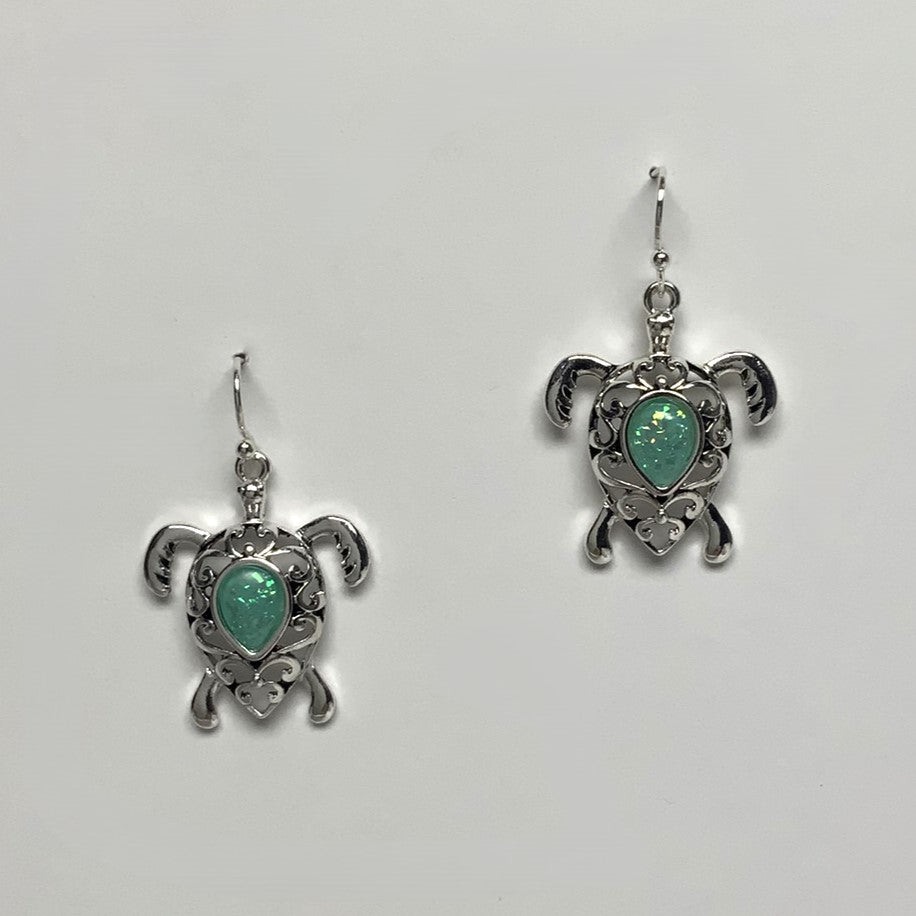 Turtle Enamel Center Earrings