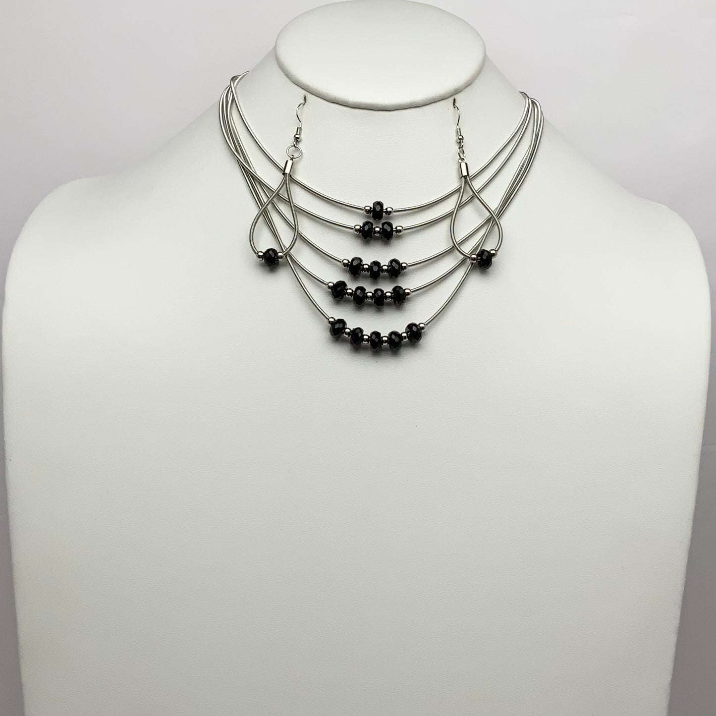 Layered Snake Chain Beaded Necklace Set