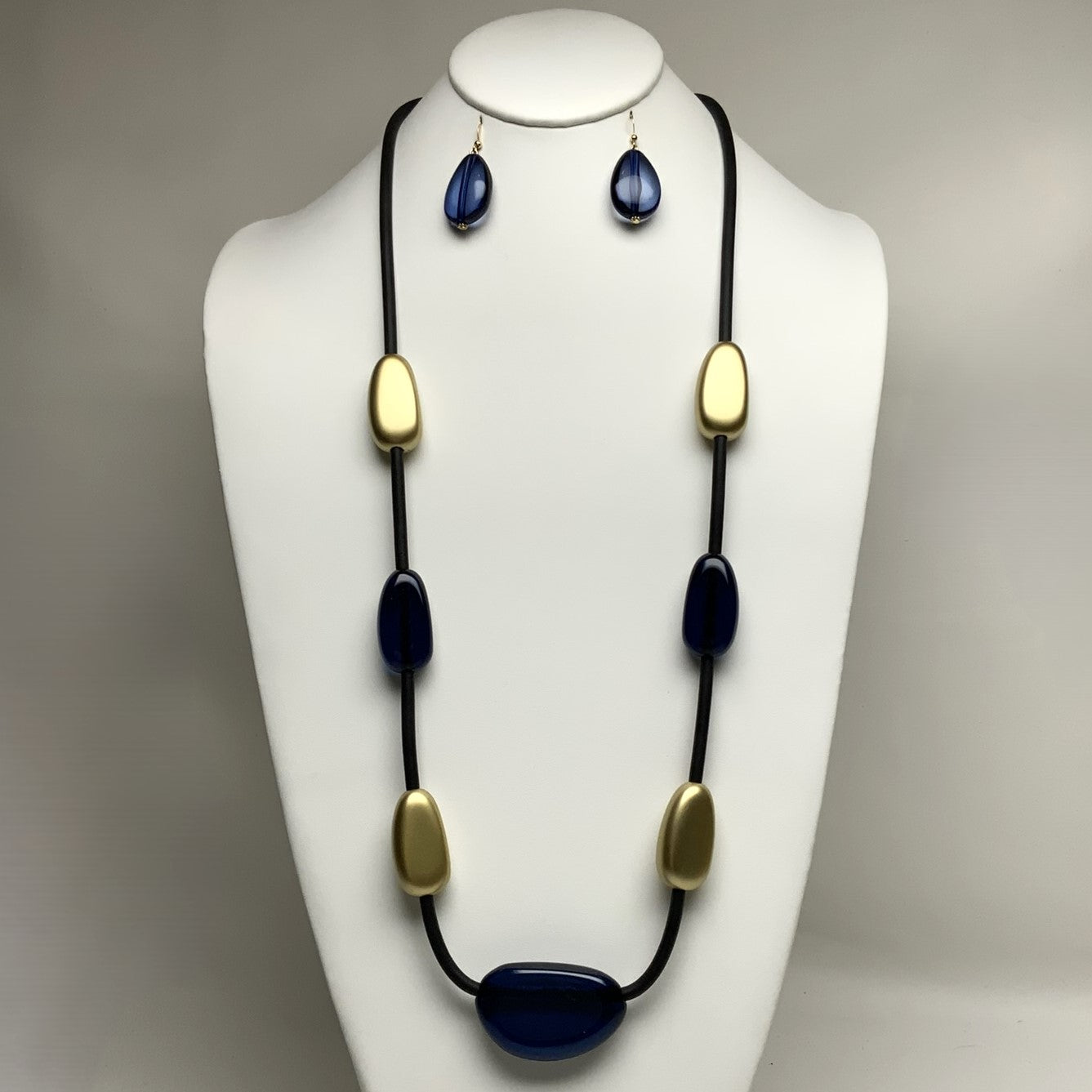 Lucite Rubber Cord Necklace Set