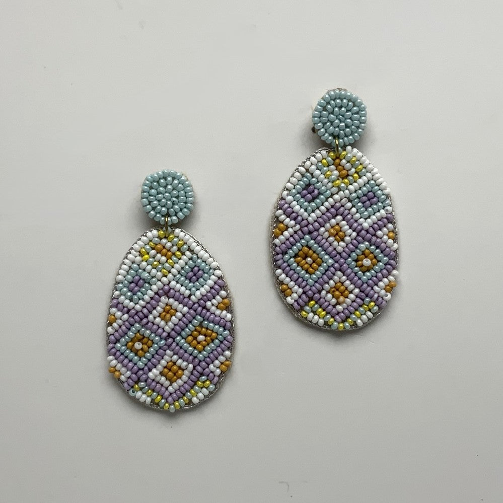 Flat Sea Bead Easter Egg Earring