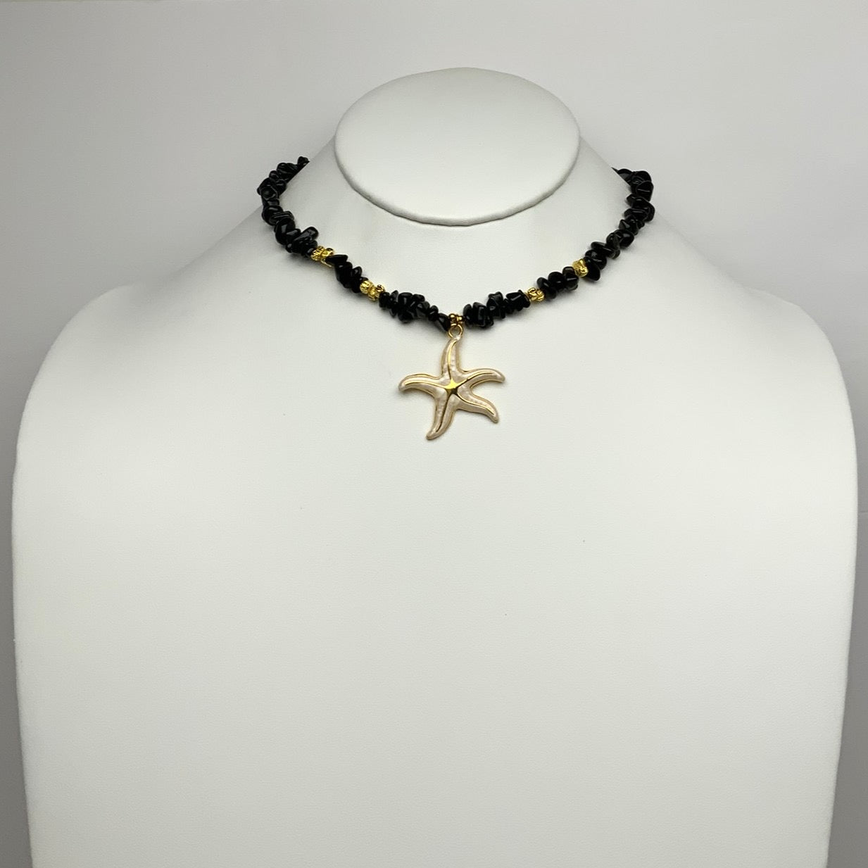 Shiny Flat Sea Glass Starfish Pendant Necklace