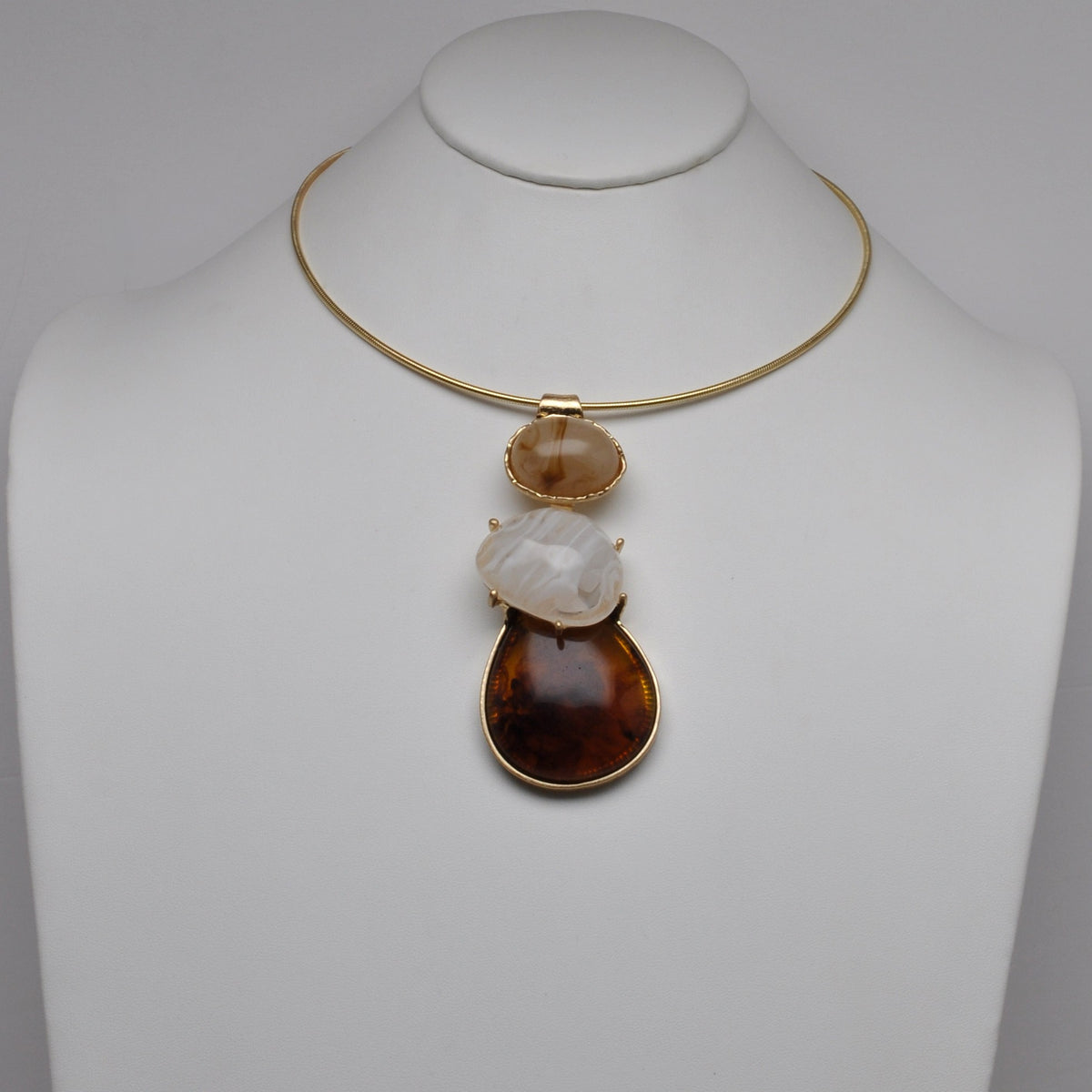 Tiered Organic Stone Torque Necklace