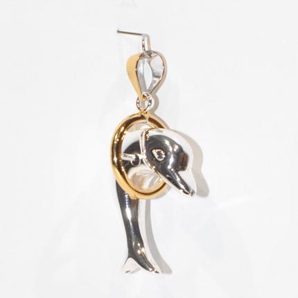 Dolphin going through a hoop pendant