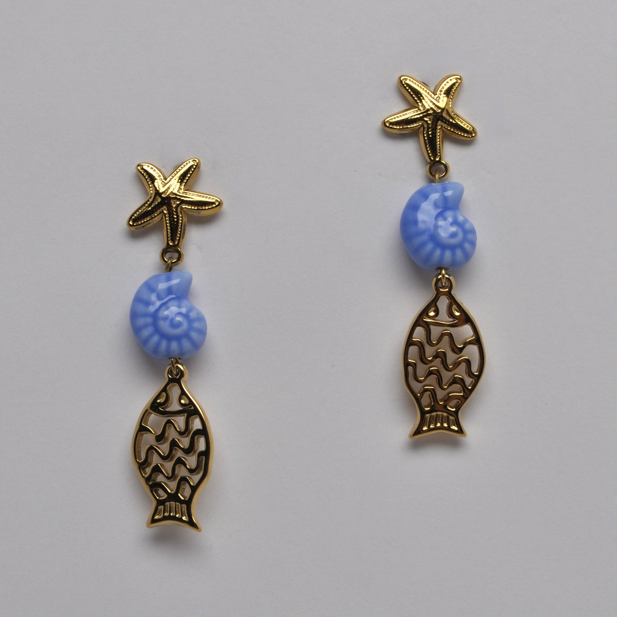 Conch Nautical Tiered Earrings