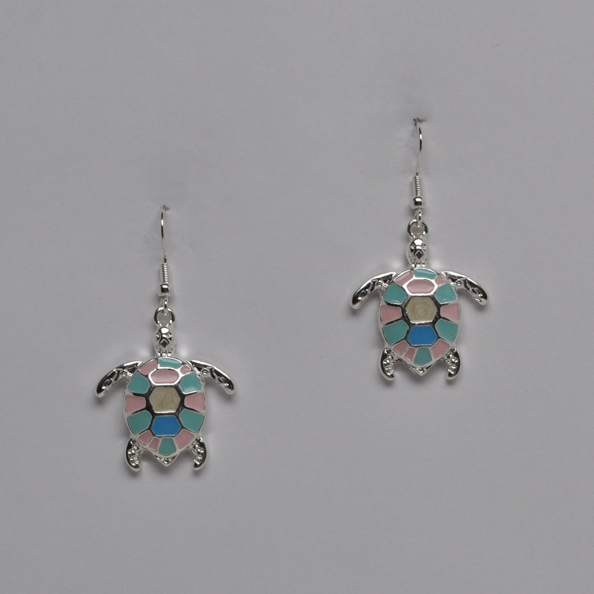 Mosaic Sea Turtle Dangle Earrings