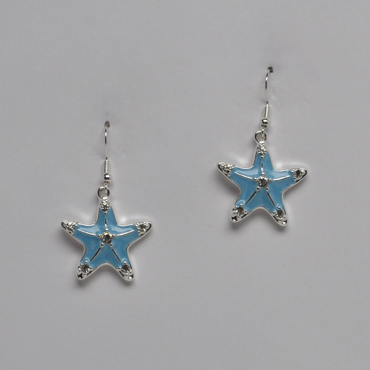 Enamel Crystal End Starfish Earrings