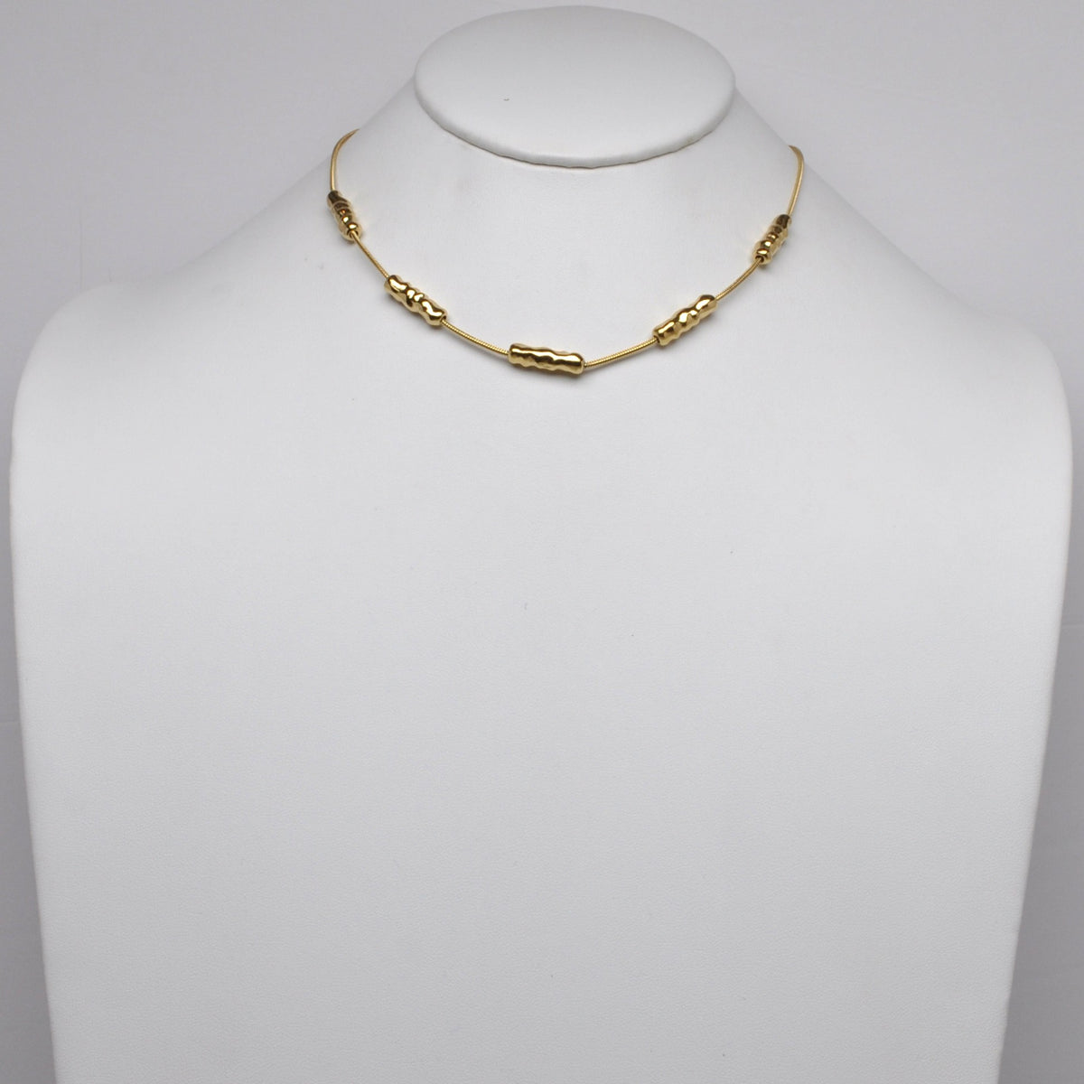 Stainless Steel Textured Tube Station Snake Chain Necklace
