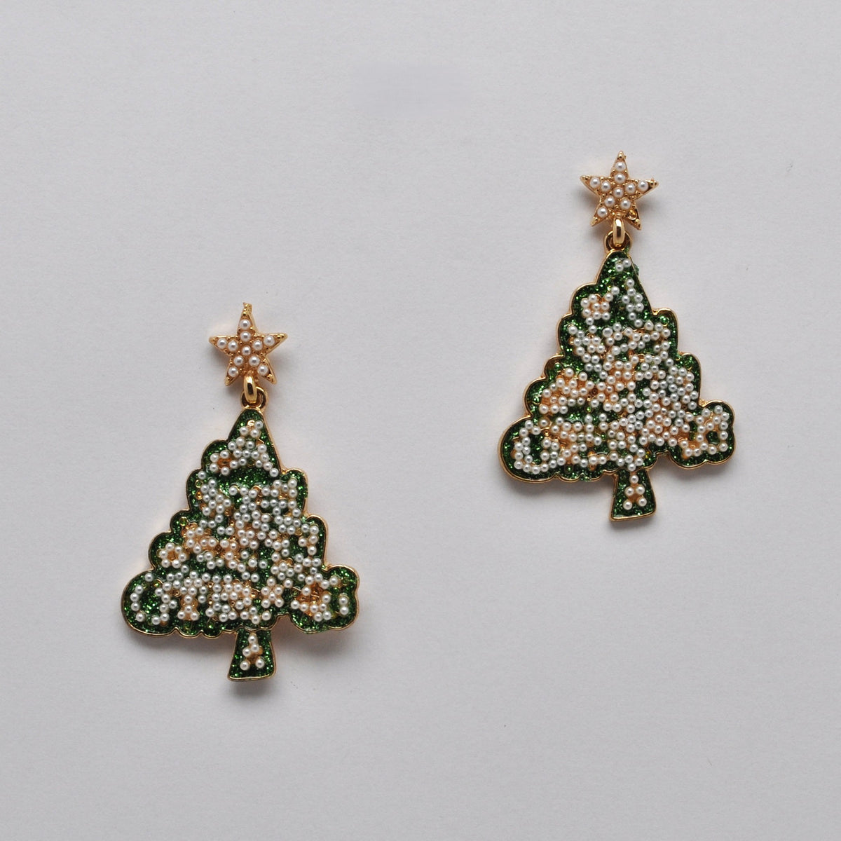 Glitter Beaded Holiday Tree Earrings