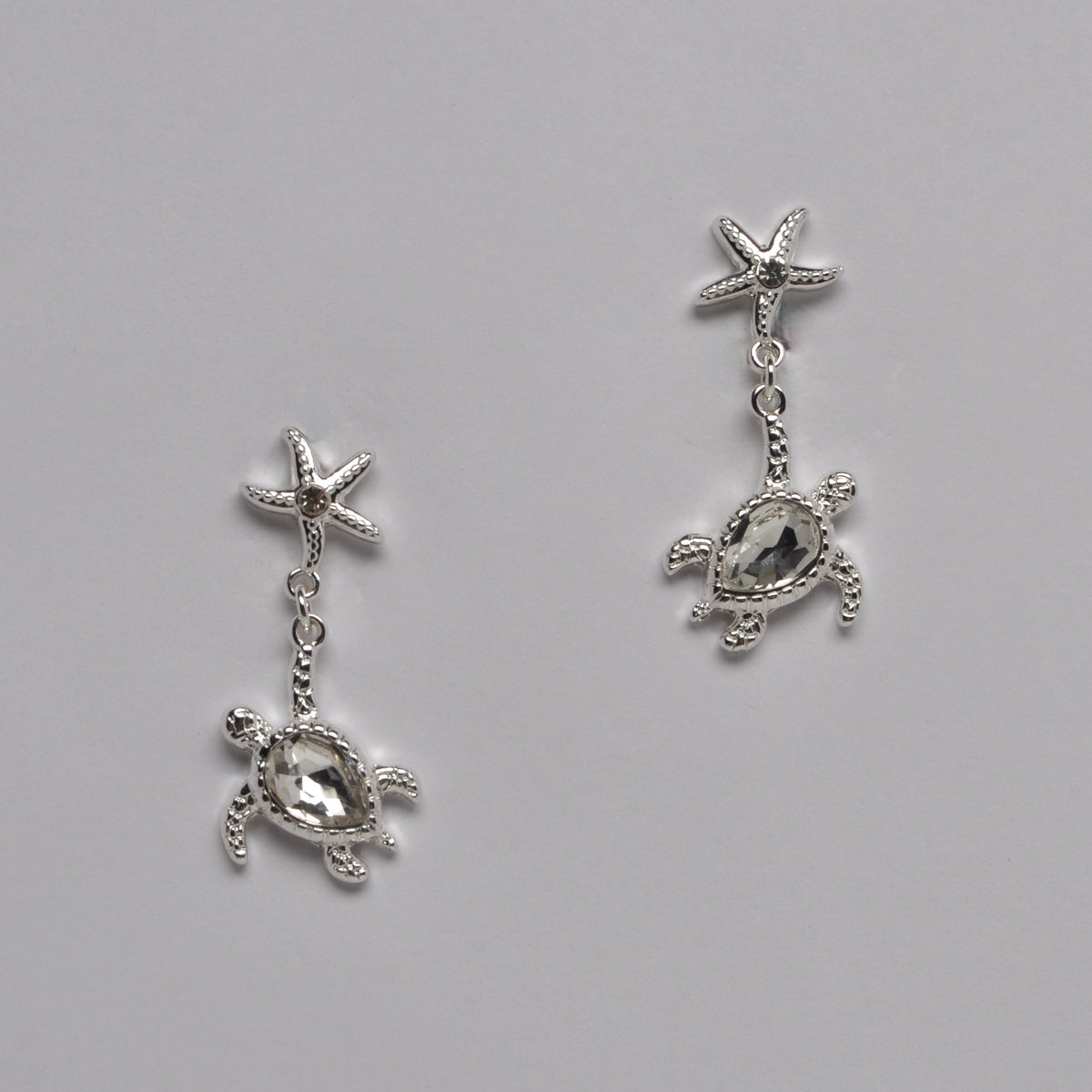 Starfish Stud Crystal Turtle Dangle Earrings