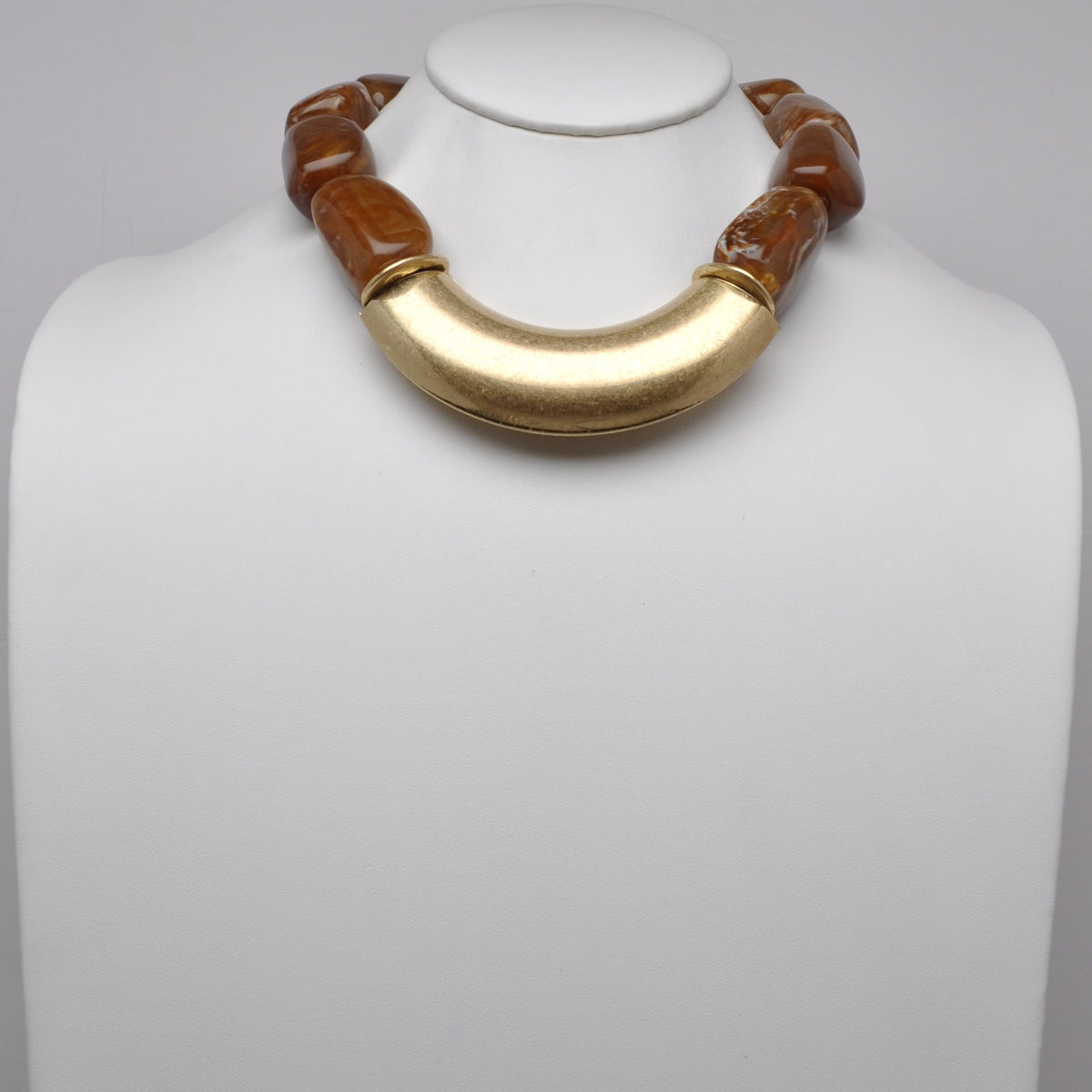 Chunky Crescent & Resin Statement Necklace