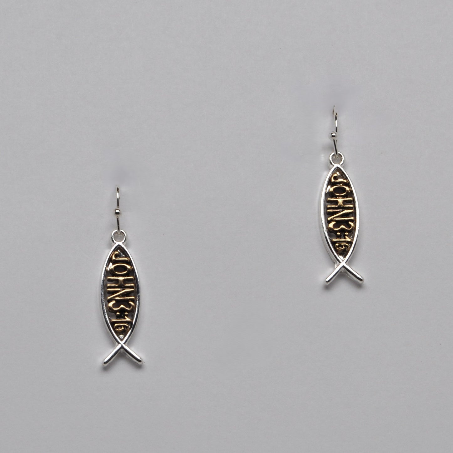 Christian Ichthus "John 3:16" Statement Earrings