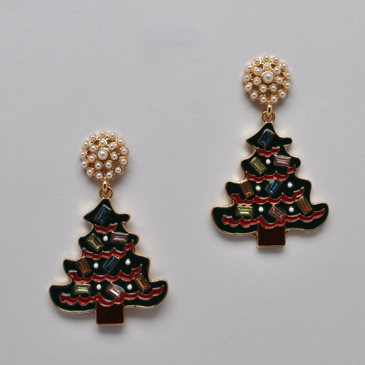 Holiday Tree w/Pearl Cluster Dangle Earrings