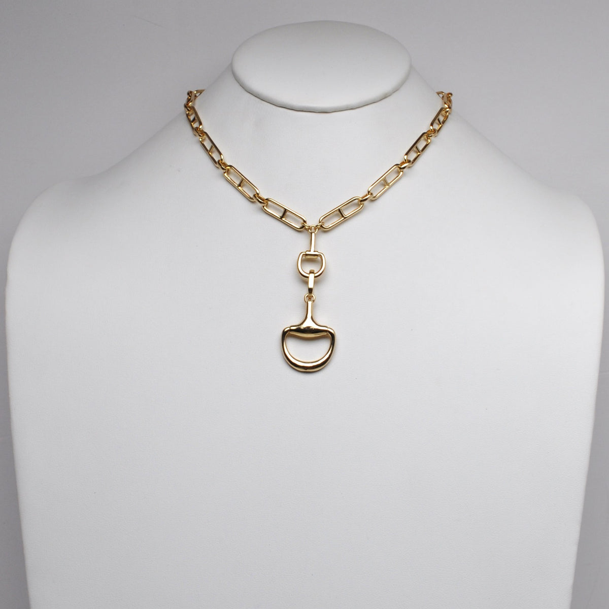 Horsebit Pendant w/Paperclip Chain Necklace