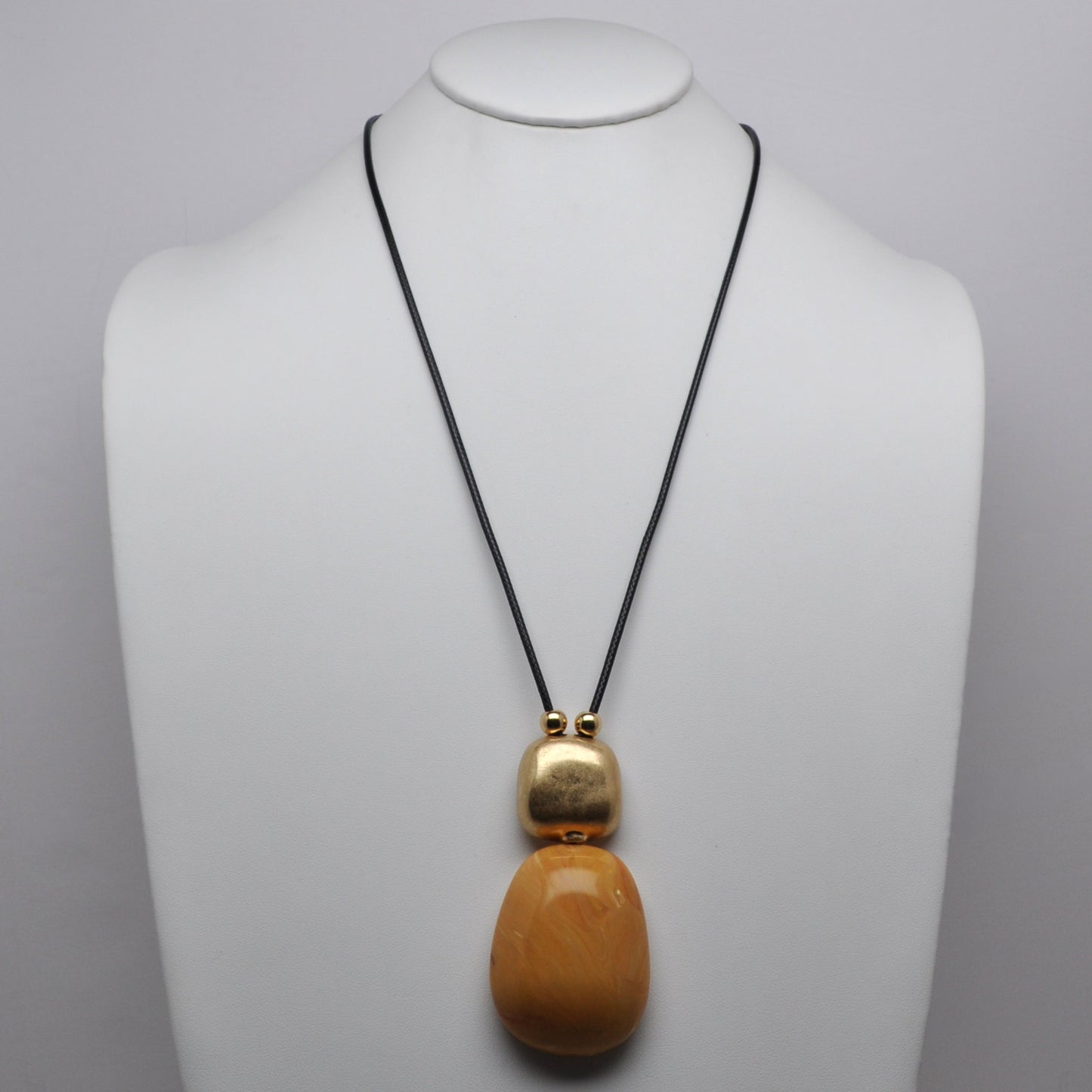Long Smooth Lucite Marble Design Drop Necklace