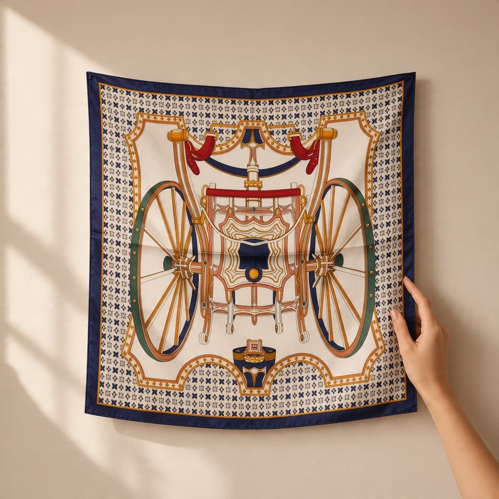 Designer Carriage Print Square Scarf