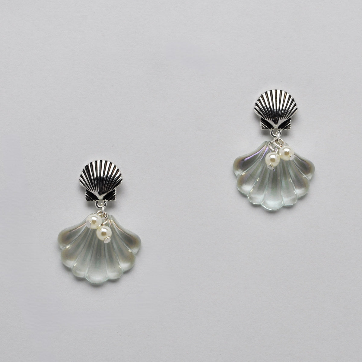Lucite Seashell Nautical Dangle Earrings