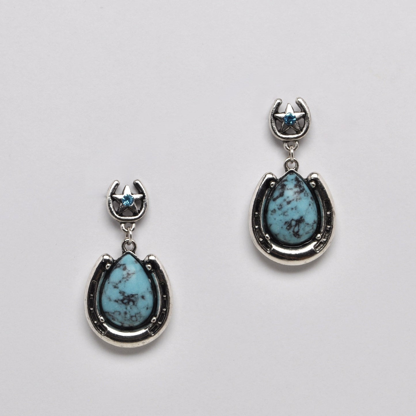 Western Style Horse Shoe Drop Earrings