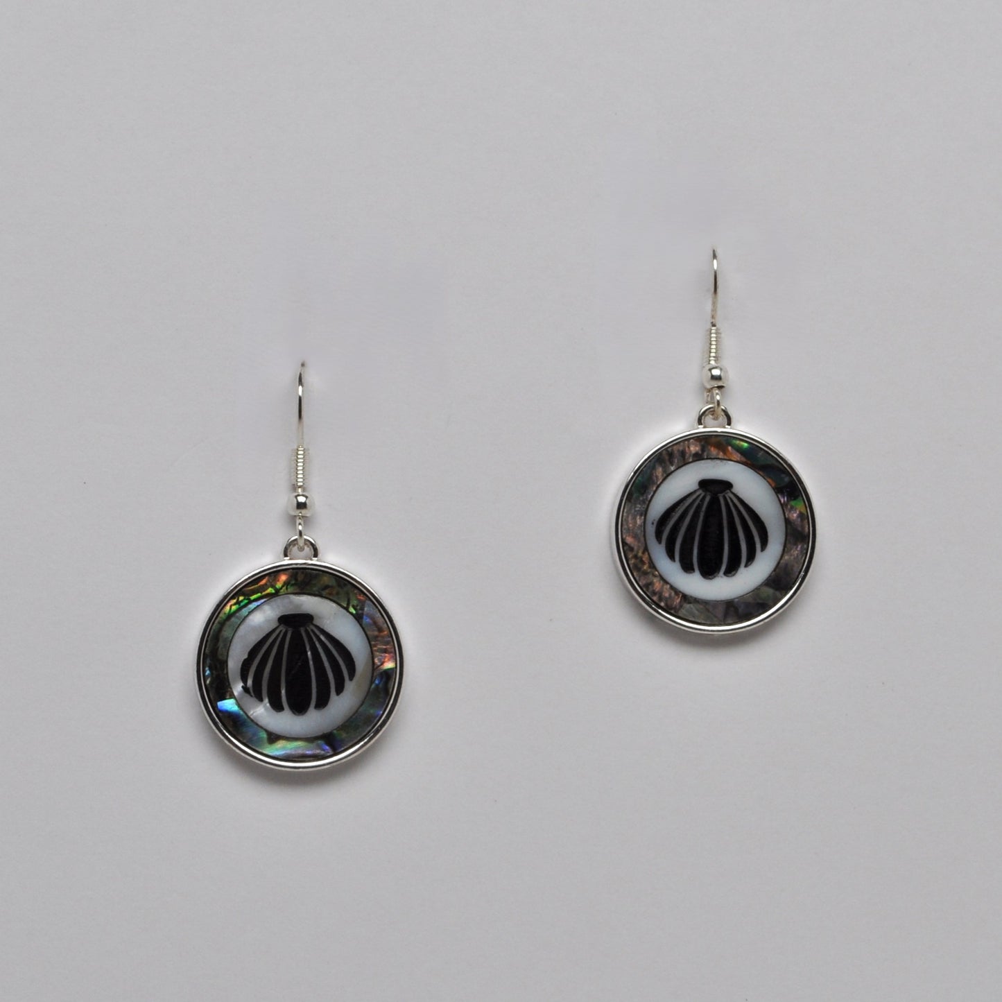 Seashell Abalone Circle Drop Earrings