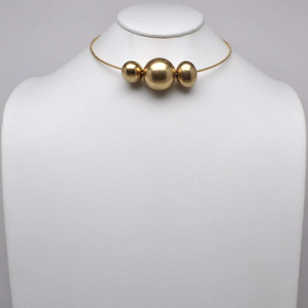 Gold Triple-Ball Choker Necklace