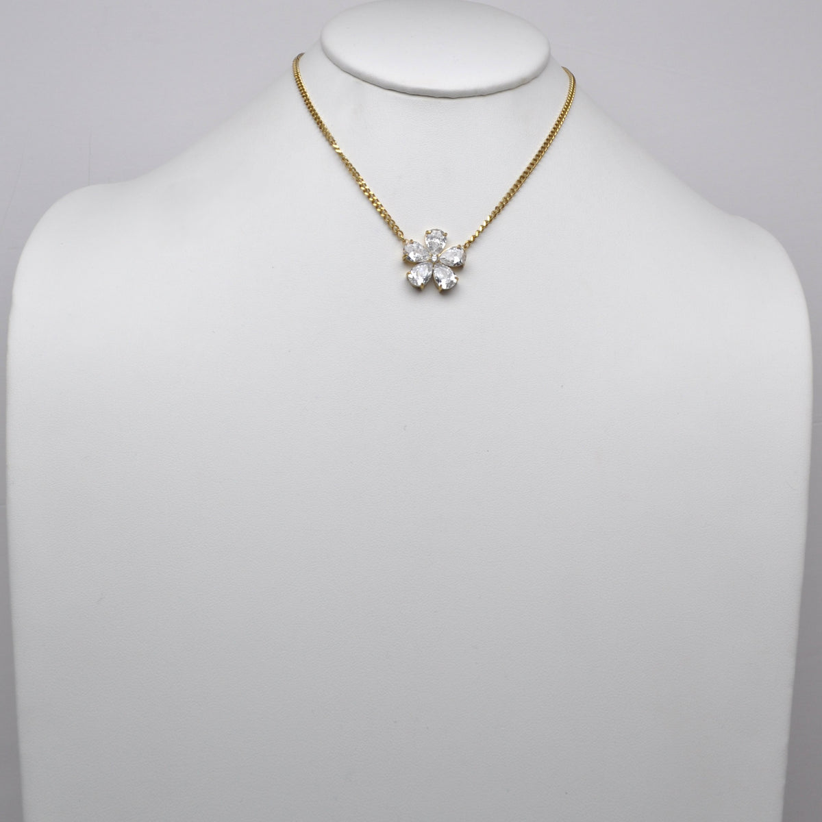 Stainless Steel Crystal Flower Necklace
