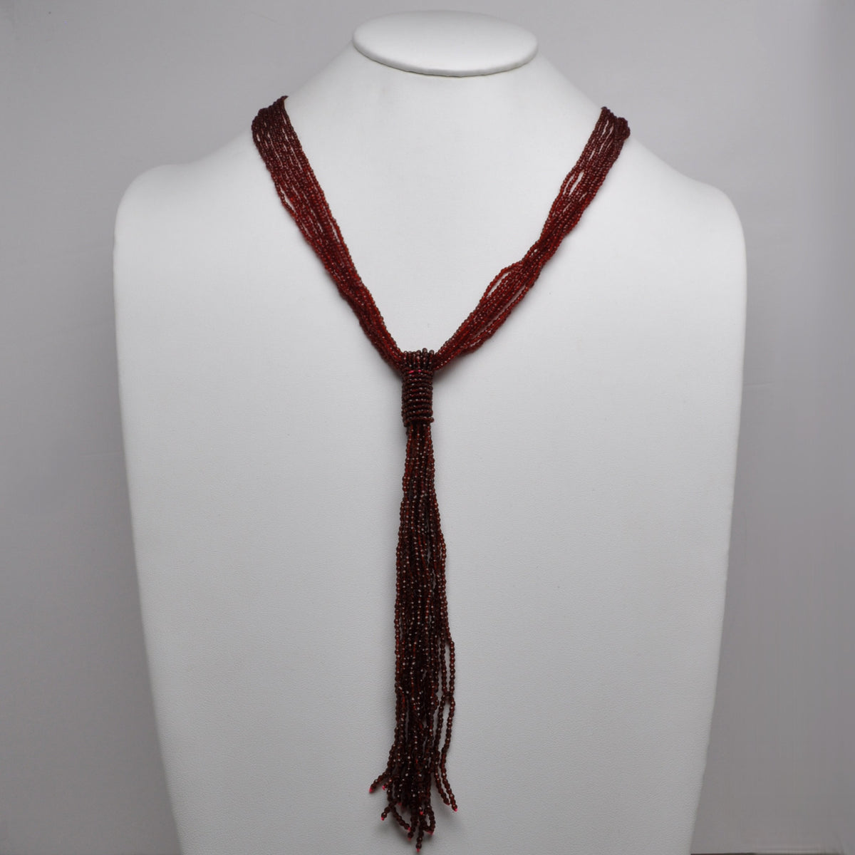 Seed Bead Multi-Strand Lariat Tassel Necklace