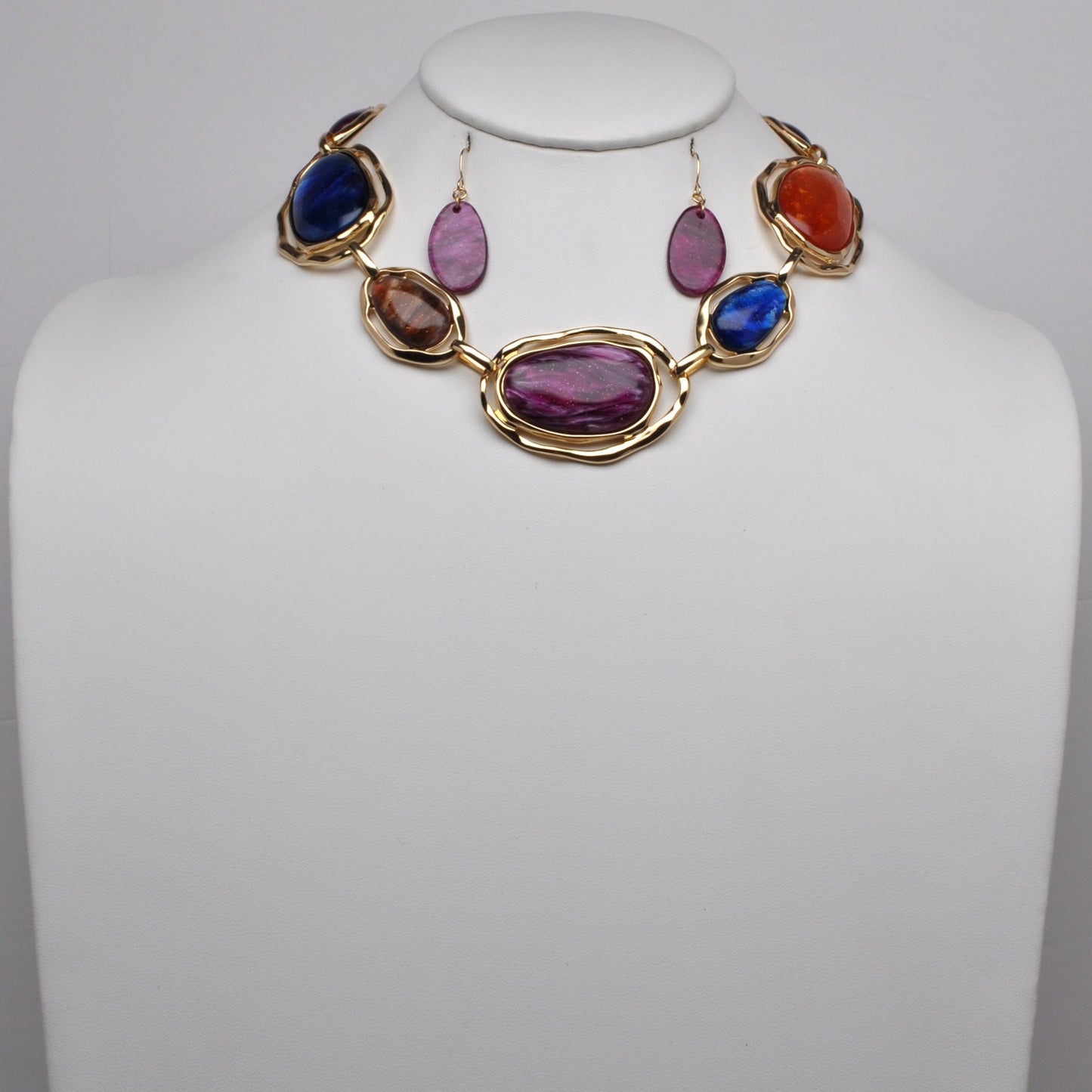 Chunky Stone Link Necklace Set